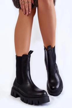 Discount Damskie Botki Workery Na Platformie Czarne Aliana Damskie Czarne Botki|Botki Zimowe Damskie