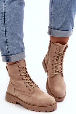 Botki Zimowe Damskie|Brązowe I Beżowe Botki><noscript><img width=