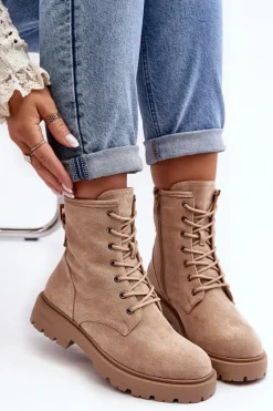 Botki Zimowe Damskie|Brązowe I Beżowe Botki><noscript><img width=