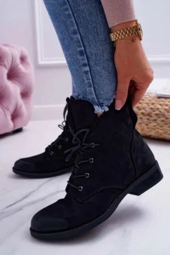 Sale Damskie buty S.Barski Damskie Botki Wysokie Czarne Zamszowe Barski 75-13