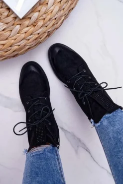 Sale Damskie buty S.Barski Damskie Botki Wysokie Czarne Zamszowe Barski 75-13