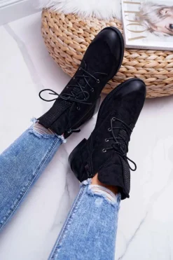 Sale Damskie buty S.Barski Damskie Botki Wysokie Czarne Zamszowe Barski 75-13