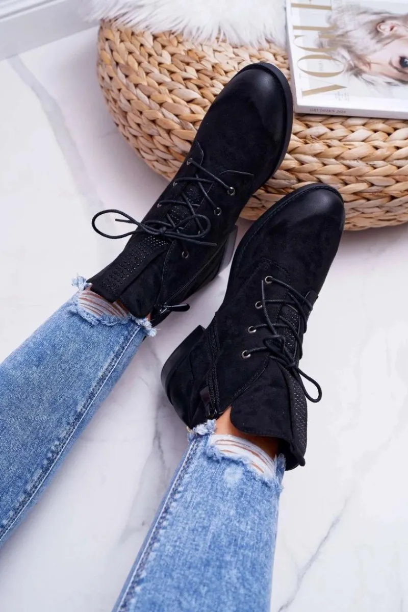 Sale Damskie buty S.Barski Damskie Botki Wysokie Czarne Zamszowe Barski 75-13