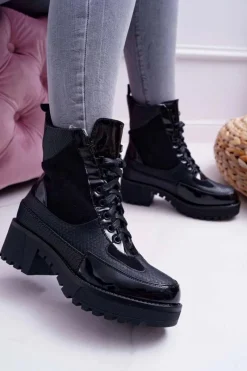 Discount Boto Damskie Botki Wysokie Czarne Trapery Nemtere