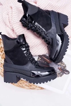 Discount Boto Damskie Botki Wysokie Czarne Trapery Nemtere