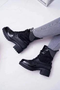 Discount Boto Damskie Botki Wysokie Czarne Trapery Nemtere