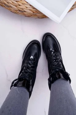 Discount Boto Damskie Botki Wysokie Czarne Trapery Nemtere