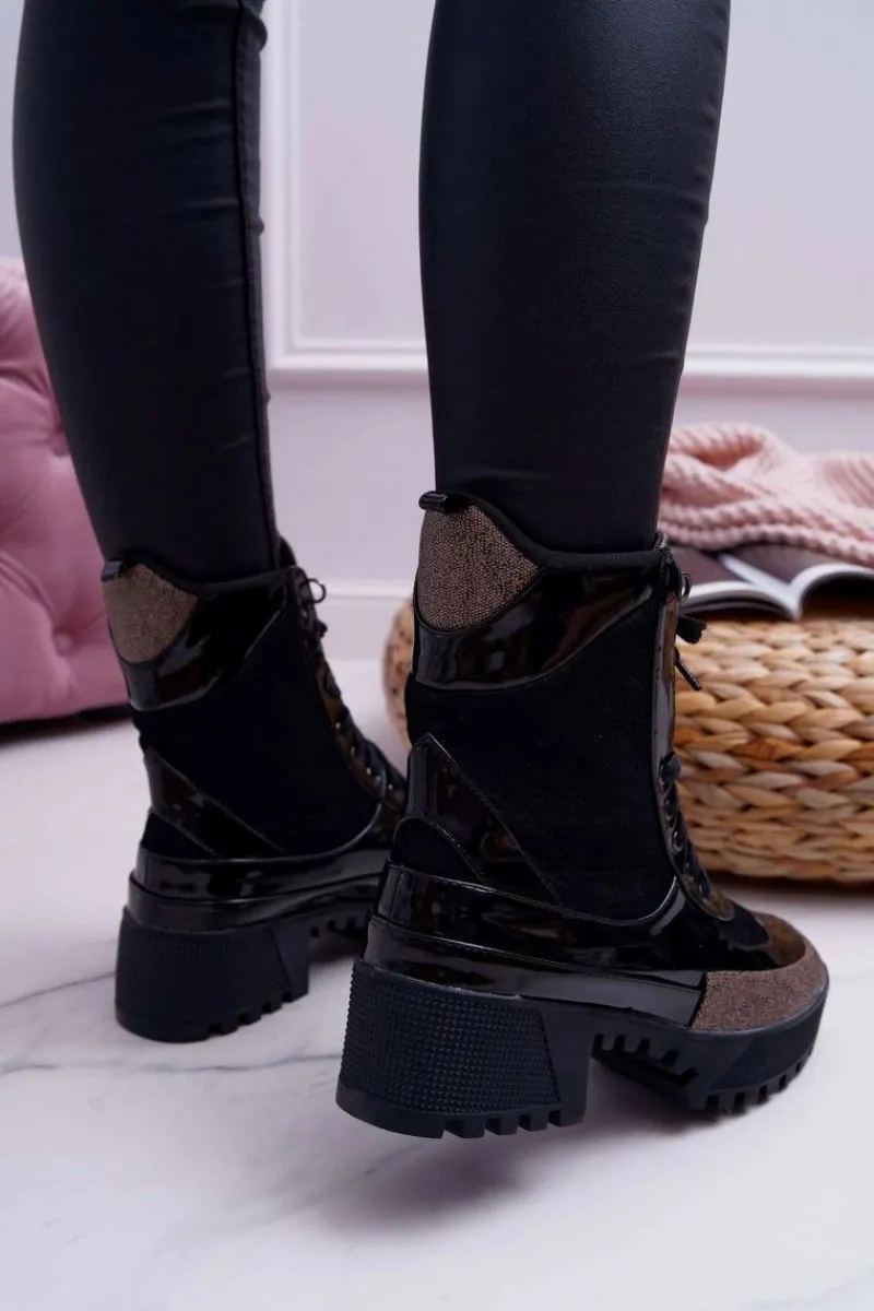 Online Damskie Botki Wysokie Czarne Trapery Havok Damskie Botki Sznurowane|Botki Płaskie