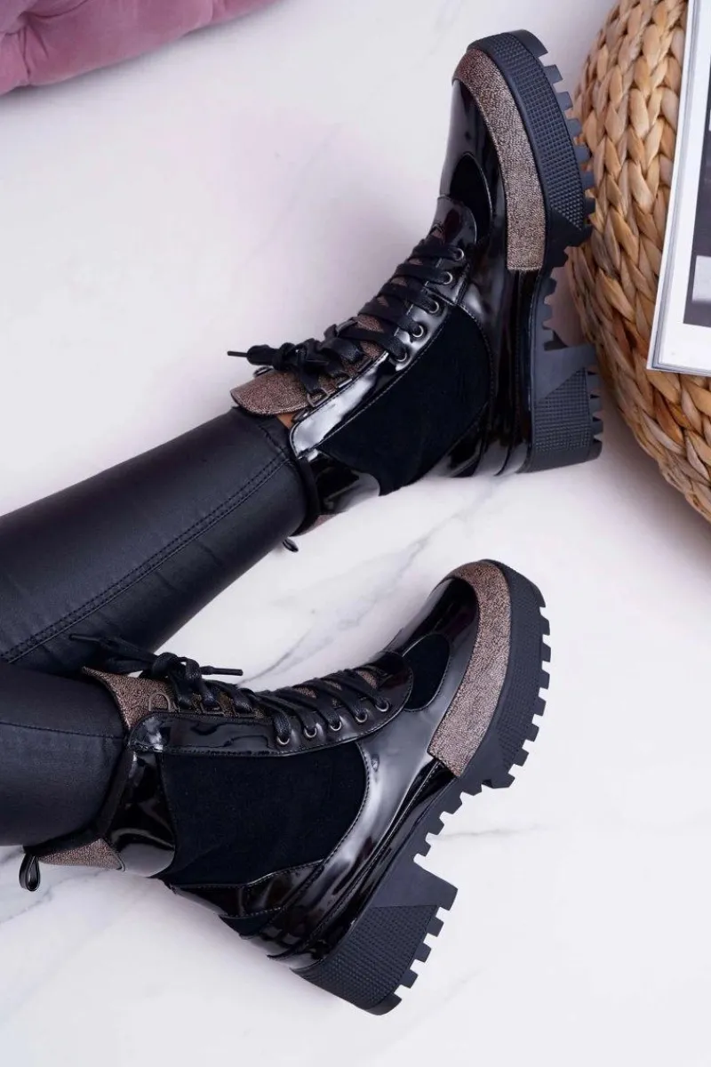 Online Damskie Botki Wysokie Czarne Trapery Havok Damskie Botki Sznurowane|Botki Płaskie