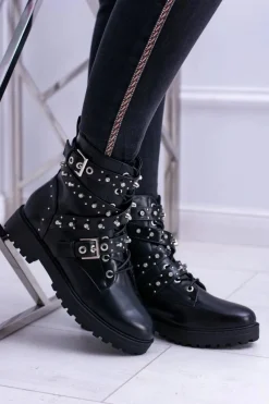 New Damskie Botki Wysokie Czarne Trapery Albere Damskie Botki Sznurowane|Botki Zimowe Damskie