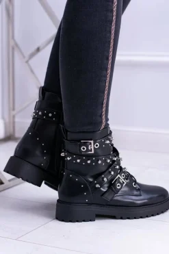 New Damskie Botki Wysokie Czarne Trapery Albere Damskie Botki Sznurowane|Botki Zimowe Damskie