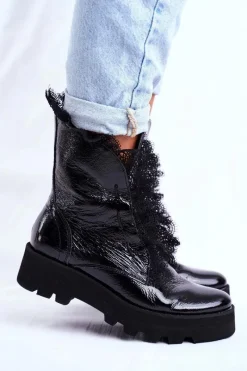 Botki Sznurowane|Czarne Botki><noscript><img width=