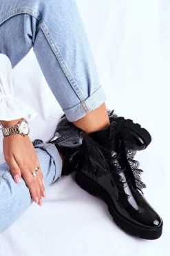 Botki Sznurowane|Czarne Botki><noscript><img width=