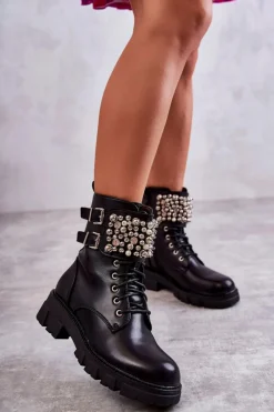 Botki Sznurowane|Czarne Botki><noscript><img width=