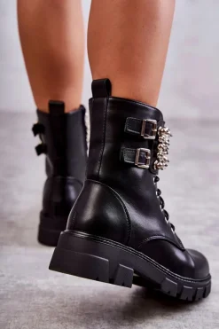 Botki Sznurowane|Czarne Botki><noscript><img width=