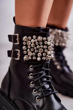 Botki Sznurowane|Czarne Botki><noscript><img width=