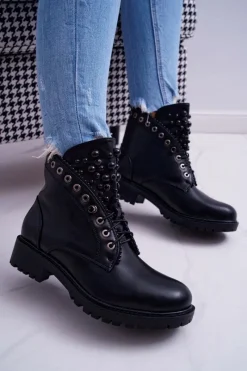 Online Boto Damskie Botki Z Perełkami Ciepłe Czarne Memer