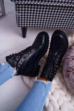 Online Boto Damskie Botki Z Perełkami Ciepłe Czarne Memer