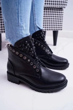 Online Boto Damskie Botki Z Perełkami Ciepłe Czarne Memer