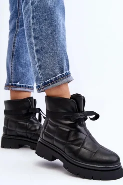 New Damskie Botki Z Pikowaniem I Wiązaniem Czarne Bizzanti Damskie Brązowe I Beżowe Botki|Botki Płaskie