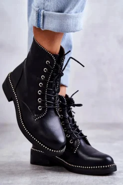 Botki Sznurowane|Czarne Botki><noscript><img width=