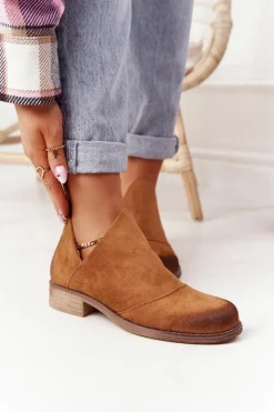 Botki Wiosenne|Brązowe I Beżowe Botki>Boto Damskie Botki Z Wycięciami Camel Hillary