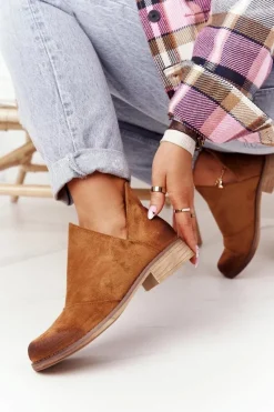 Botki Wiosenne|Brązowe I Beżowe Botki>Boto Damskie Botki Z Wycięciami Camel Hillary