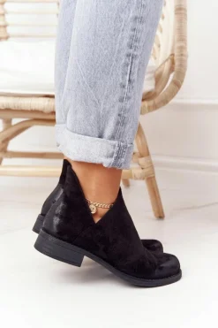 Discount Damskie Botki Z Wycięciami Czarne Hillary Damskie Botki Wiosenne|Czarne Botki