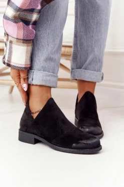 Discount Damskie Botki Z Wycięciami Czarne Hillary Damskie Botki Wiosenne|Czarne Botki