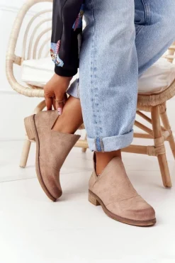 Clearance Boto Damskie Botki Z Wycięciami Beżowe Hillary