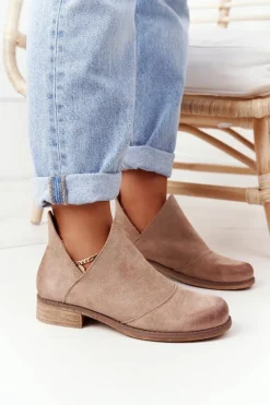 Clearance Boto Damskie Botki Z Wycięciami Beżowe Hillary