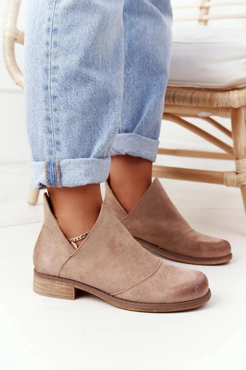 Clearance Boto Damskie Botki Z Wycięciami Beżowe Hillary