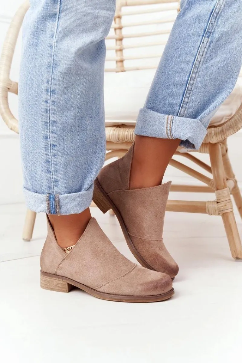 Clearance Boto Damskie Botki Z Wycięciami Beżowe Hillary