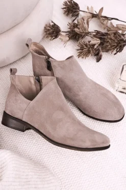 Online Boto Damskie Botki Z Wycięciem Zamszowe Cappuccino Clarence