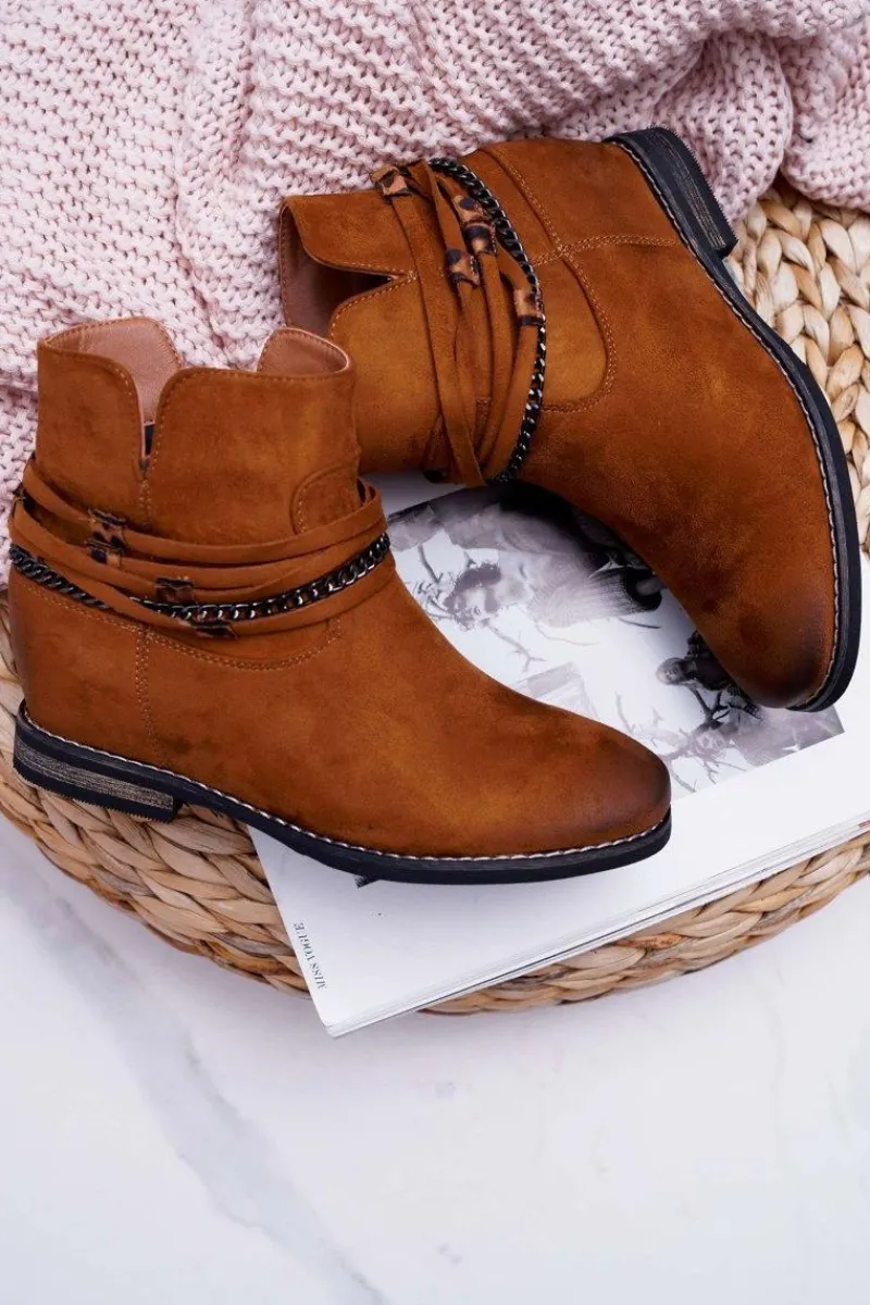 Clearance Buty damskie Vinceza Damskie Botki Zamszowe Ukryty Koturn Camel Mirley