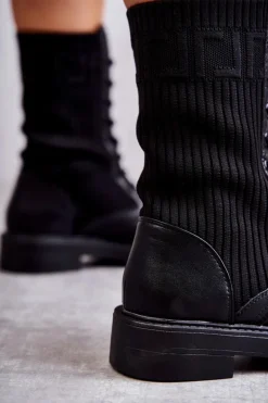 Botki Sznurowane|Czarne Botki><noscript><img width=