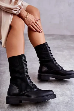 Botki Sznurowane|Czarne Botki><noscript><img width=