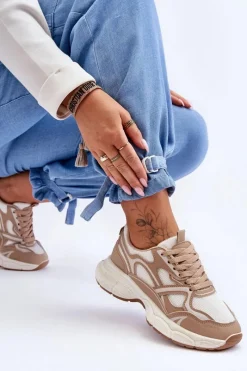 New Boto Damskie Buty Sportowe Beżowe Contiro Beżowy