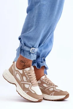 New Boto Damskie Buty Sportowe Beżowe Contiro Beżowy