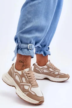 New Boto Damskie Buty Sportowe Beżowe Contiro Beżowy