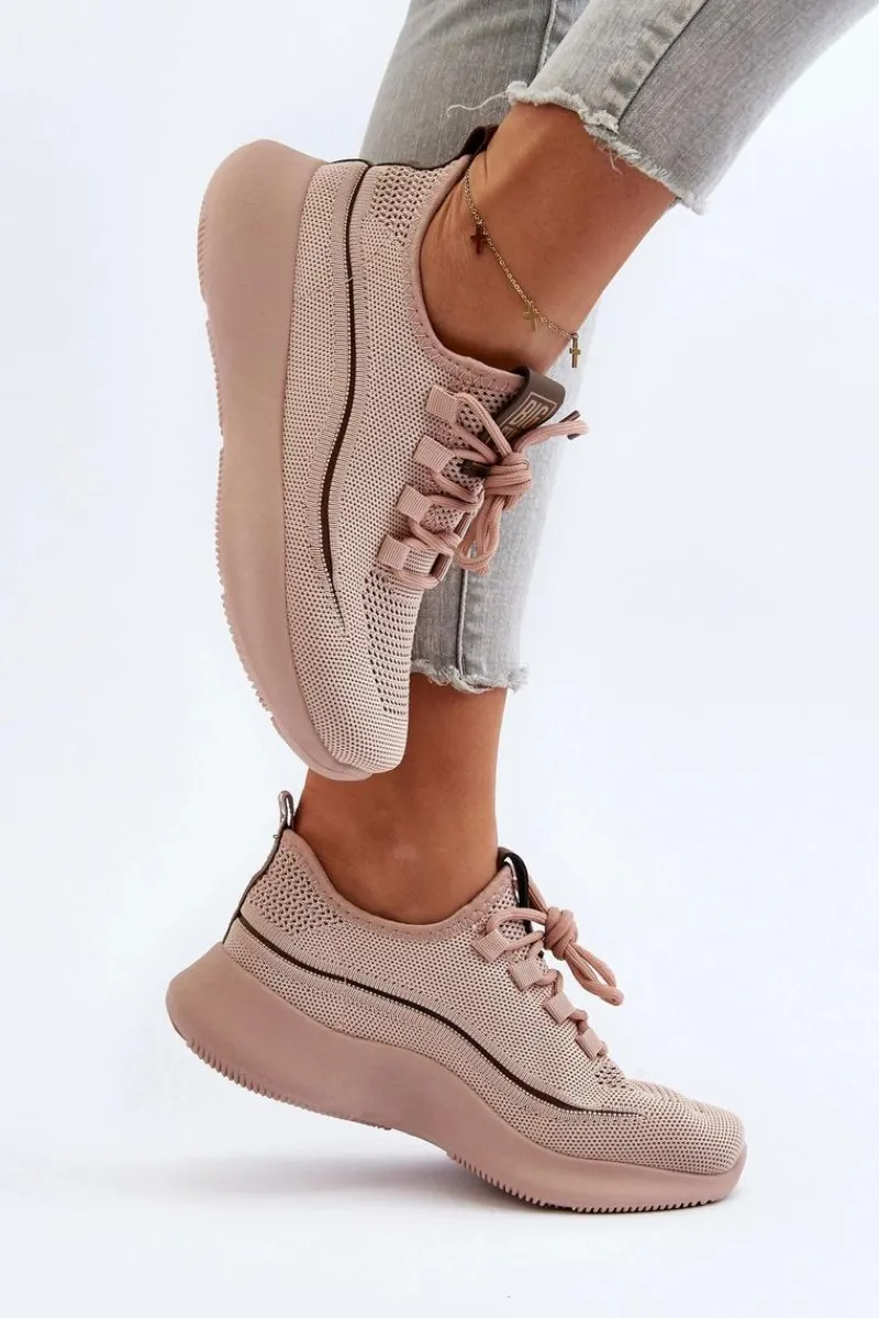 Online Damskie Buty Sportowe Big Star NN274664 Nude Damskie Buty Sportowe Big Star|Sneakersy Damskie