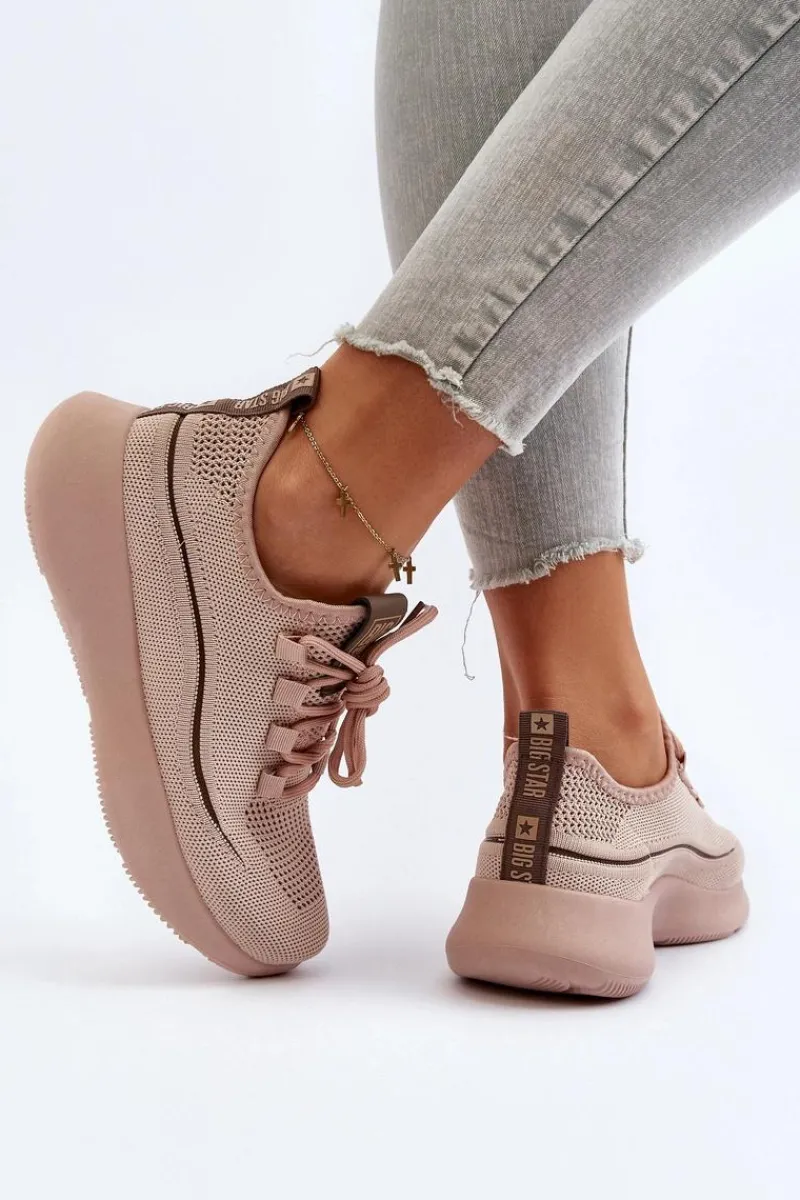 Online Damskie Buty Sportowe Big Star NN274664 Nude Damskie Buty Sportowe Big Star|Sneakersy Damskie