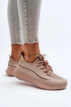Online Damskie Buty Sportowe Big Star NN274664 Nude Damskie Buty Sportowe Big Star|Sneakersy Damskie