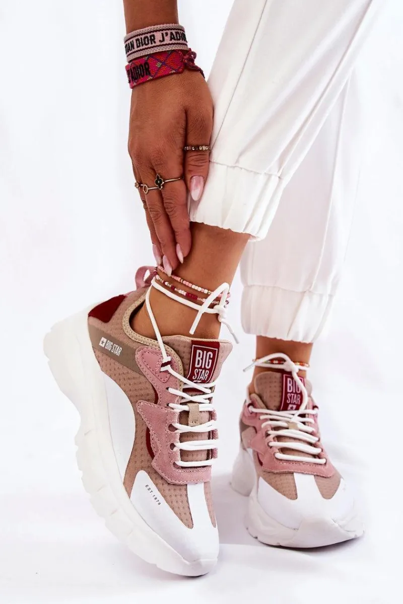 Online Damskie Buty Sportowe Big Star KK274055 Beżowe Damskie Buty Sportowe Big Star|Sneakersy Damskie