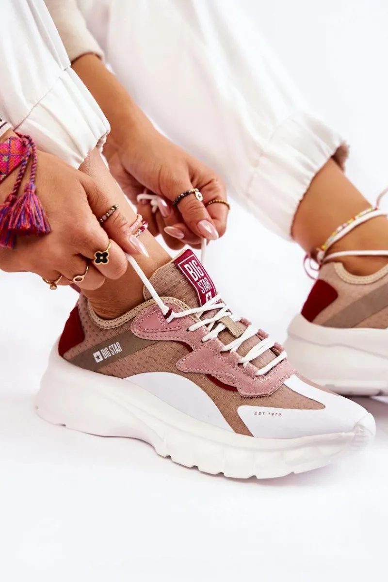 Online Damskie Buty Sportowe Big Star KK274055 Beżowe Damskie Buty Sportowe Big Star|Sneakersy Damskie