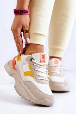 Outlet Damskie Buty Sportowe Big Star JJ274A411 Biało-Beżowe Damskie Buty Sportowe Big Star|Sneakersy Damskie