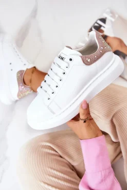 Clearance Damskie Buty Sportowe JJ2N4051 Biało-Różowe Damskie Sneakersy Damskie
