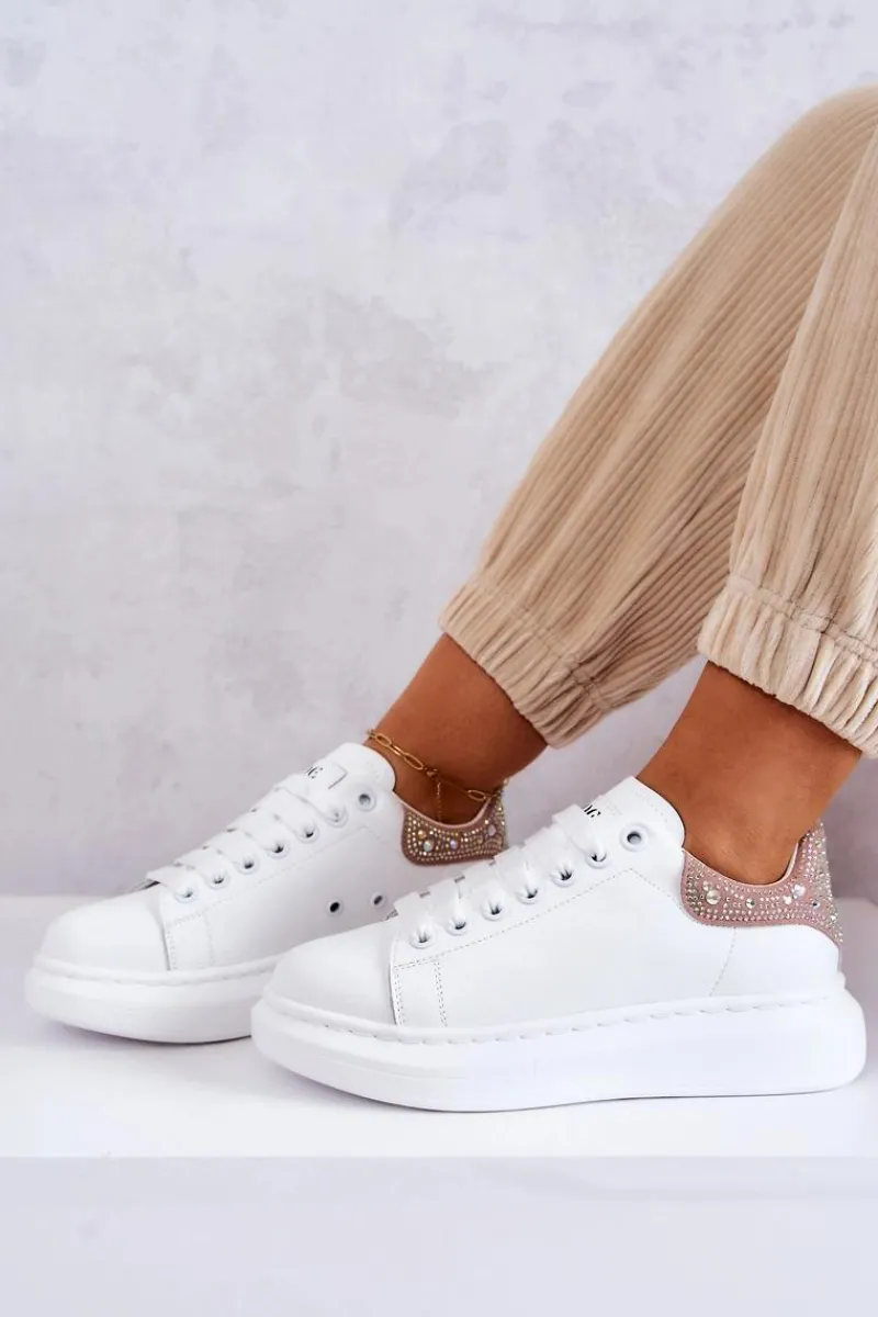 Clearance Damskie Buty Sportowe JJ2N4051 Biało-Różowe Damskie Sneakersy Damskie