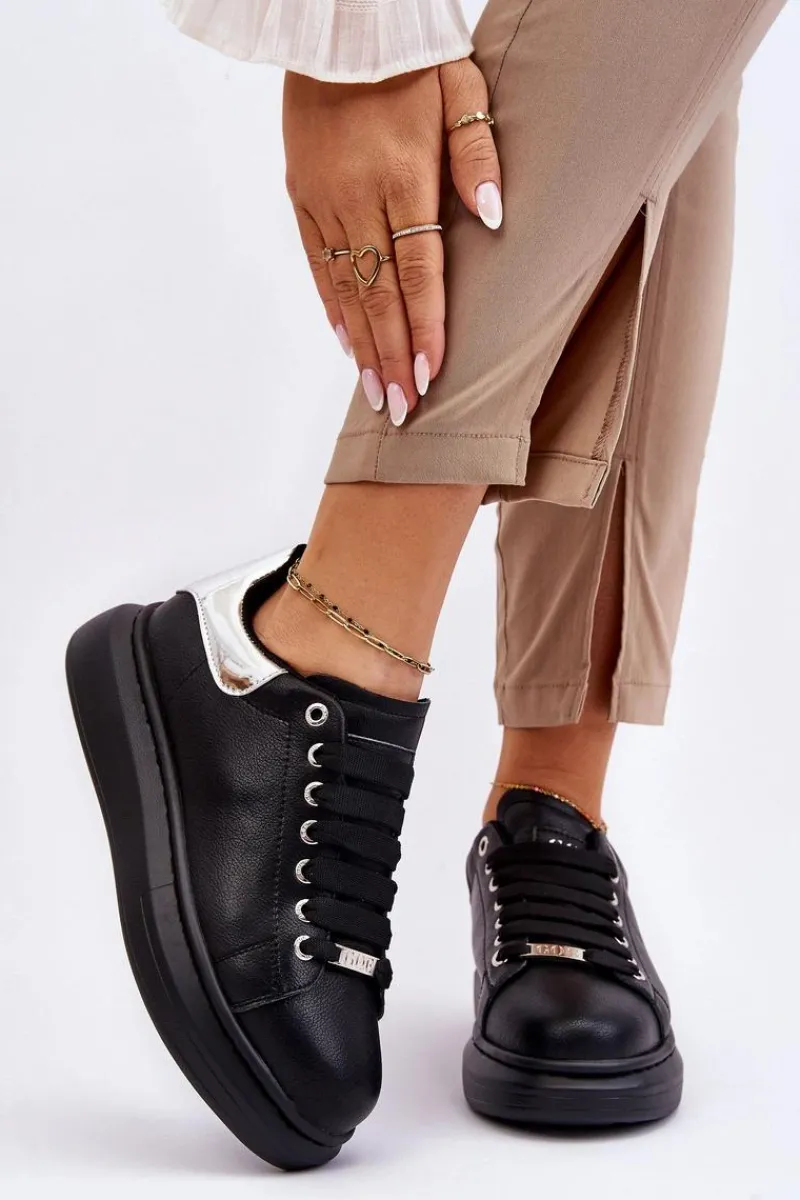 Sneakersy Damskie>GOE Damskie Buty Sportowe LL2N4012 Czarno-Srebrne