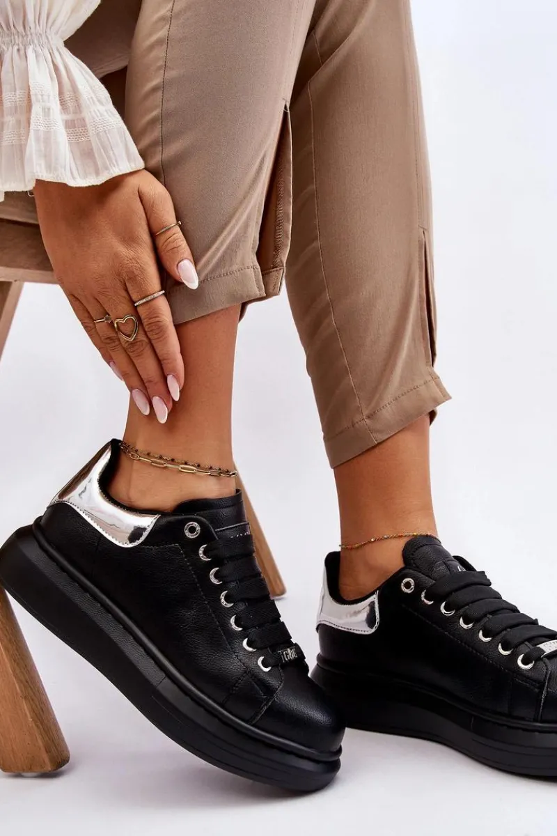 Sneakersy Damskie>GOE Damskie Buty Sportowe LL2N4012 Czarno-Srebrne